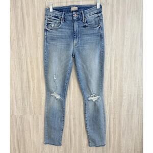 Mother Jeans Womens 26 High Waisted Looker Ankle Fray Light Wash Distressed